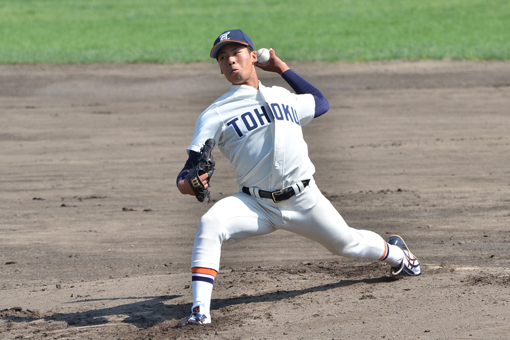 仙台大学2回戦　8回12奪三振無失点の力投で4勝目を挙げた山野