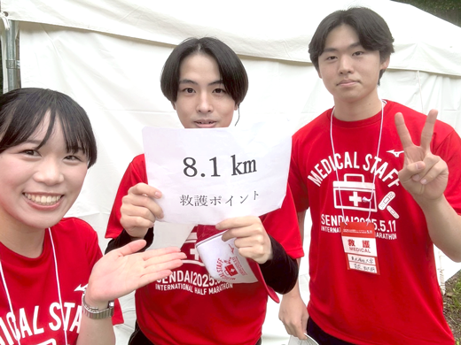 8.1Kｍの救護所、救急救命士さんと活動