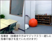 指導室(保護者の方はマジックミラー越しに指導の様子を見ていただけます)