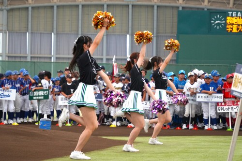 第68回仙台市学童野球大会開会式でチアリーディングASCEND＆Red Gleamsが華麗な踊りを披露しました