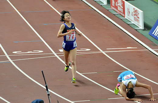 9位でフィニッシュした工藤選手は、少し悔しそうな表情を見せる