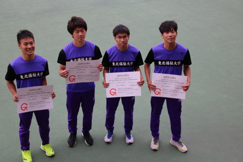 男子4×100mR表彰 荒選手 高橋選手 阿部選手 葛西選手