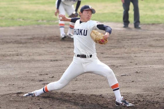 東北大学2回戦　公式戦初登板で3回1安打無失点と好投を見せた綱脇