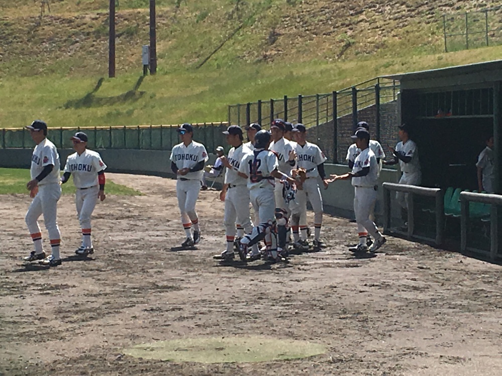 東北工業大学3回戦、5回表のピンチを無失点で抑え、その裏の反撃へと繋いだ