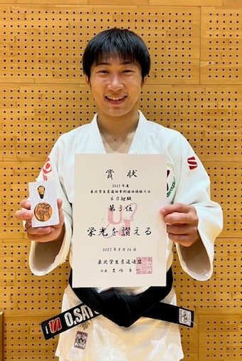 60kg級・大坂颯希が3位で全国へ／東北学生柔道体重別選手権大会