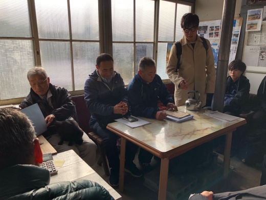 到着後NPO法人ジョイフル網地島事務所にて挨拶