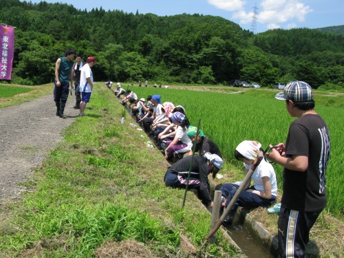 用水路で休憩
