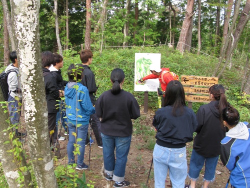 山頂でのコース確認