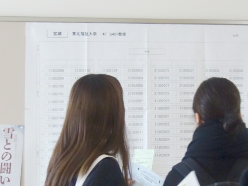 座席を確認する、医療経営管理学科の3年生