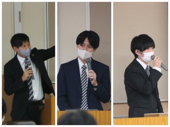 講師を勤めていただいた学科卒業生(左:大沼さん、中央:佐藤さん、右:村上さん)