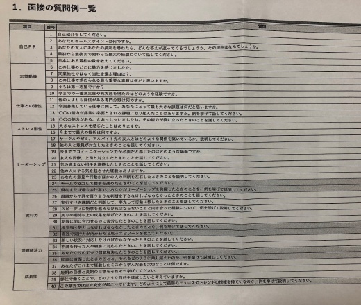 面接の質問例一覧