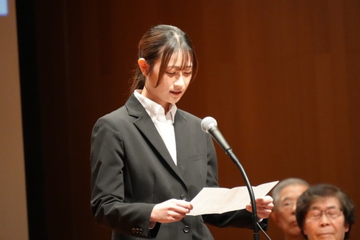 体育会常任幹事会安田朋夏さん（心理学科4年）の挨拶