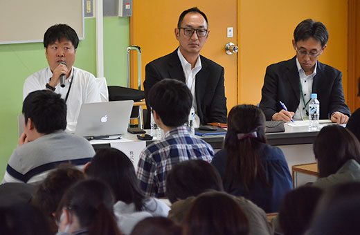 講師を務めた左からナナイロ・中嶋氏、仙南測量設計・加藤氏、仙台市雇用対策室・尾崎氏