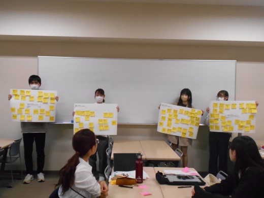 グループの代表が話し合いの結果を発表しています