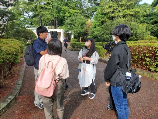 榴岡公園で撮影の様子